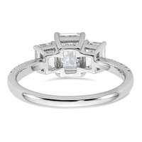14K White Gold 1.75 Carat Lab Grown Diamond VS+ F+ Emerald Complete Three Stone Engagement Ring view 4