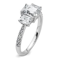 14K White Gold 1.75 Carat Lab Grown Diamond VS+ F+ Emerald Complete Three Stone Engagement Ring view 5