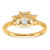 14K Yellow Gold 1.75 Carat Lab Grown Diamond VS+ F+ Emerald Complete Three Stone Engagement Ring view 4