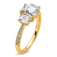 14K Yellow Gold 1.75 Carat Lab Grown Diamond VS+ F+ Emerald Complete Three Stone Engagement Ring view 5