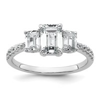 14K White Gold 1.75 Carat Certified Lab Grown Diamond VS+ F+ Emerald Complete Three Stone Engagement Ring view 1