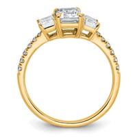 14K Yellow Gold 1.75 Carat Certified Lab Grown Diamond VS+ F+ Emerald Complete Three Stone Engagement Ring view 2