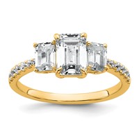14K Yellow Gold 1.75 Carat Certified Lab Grown Diamond VS+ F+ Emerald Complete Three Stone Engagement Ring view 1