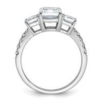 14K White Gold 3.38 Carat Lab Grown Diamond VS+ F+ Emerald Complete Three Stone Engagement Ring view 2