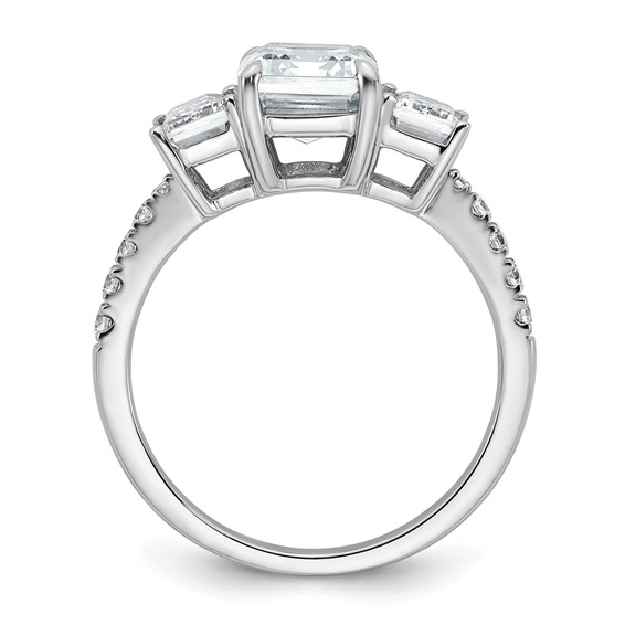 Gold Diamond Emerald-cut 3-Stone Bridal Rings