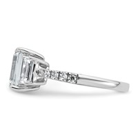 14K White Gold 3.38 Carat Lab Grown Diamond VS+ F+ Emerald Complete Three Stone Engagement Ring view 3