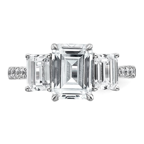 Gold Diamond Emerald-cut 3-Stone Bridal Rings
