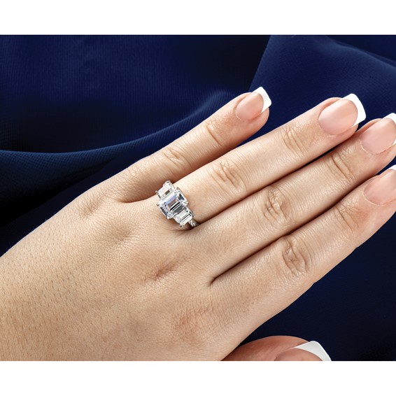 Gold Diamond Emerald-cut 3-Stone Bridal Rings