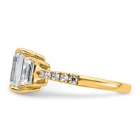 14K Yellow Gold 3.38 Carat Lab Grown Diamond VS+ F+ Emerald Complete Three Stone Engagement Ring view 3