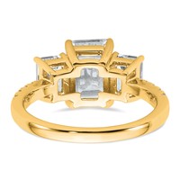 14K Yellow Gold 3.38 Carat Lab Grown Diamond VS+ F+ Emerald Complete Three Stone Engagement Ring view 5