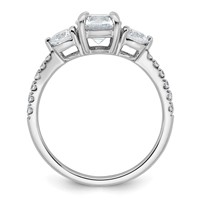 14K White Gold 0.62 Carat Lab Grown Diamond VS+ F+ Round Semi Mount Three Stone Engagement Ring view 2
