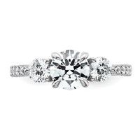 14K White Gold 0.62 Carat Lab Grown Diamond VS+ F+ Round Semi Mount Three Stone Engagement Ring view 4