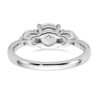 14K White Gold 0.62 Carat Lab Grown Diamond VS+ F+ Round Semi Mount Three Stone Engagement Ring view 5