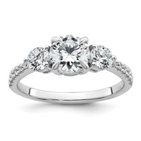 14K White Gold 0.62 Carat Lab Grown Diamond VS+ F+ Round Semi Mount Three Stone Engagement Ring view 1