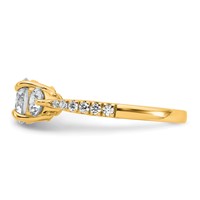14K Yellow Gold 0.62 Carat Lab Grown Diamond VS+ F+ Round Semi Mount Three Stone Engagement Ring view 3