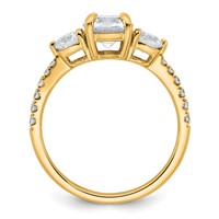 14K Yellow Gold 1.62 Carat Certified Lab Grown Diamond VS+ F+ Round Complete Three Stone Engagement Ring view 2