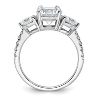 14K White Gold 1 Carat Lab Grown Diamond VS+ F+ Round Semi Mount Three Stone Engagement Ring view 2