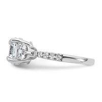 14K White Gold 1 Carat Lab Grown Diamond VS+ F+ Round Semi Mount Three Stone Engagement Ring view 3
