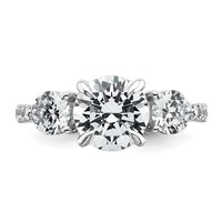 14K White Gold 1 Carat Lab Grown Diamond VS+ F+ Round Semi Mount Three Stone Engagement Ring view 4