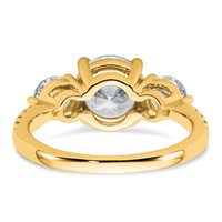 14K Yellow Gold 3 Carat Lab Grown Diamond VS+ F+ Round Complete Three Stone Engagement Ring view 5