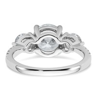 14K White Gold 3 Carat Certified Lab Grown Diamond VS+ F+ Round Complete Three Stone Engagement Ring view 5