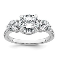 14K White Gold 3 Carat Certified Lab Grown Diamond VS+ F+ Round Complete Three Stone Engagement Ring view 1