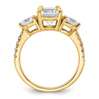 14K Yellow Gold 3 Carat Certified Lab Grown Diamond VS+ F+ Round Complete Three Stone Engagement Ring view 2