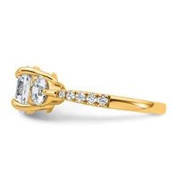 14K Yellow Gold 3 Carat Certified Lab Grown Diamond VS+ F+ Round Complete Three Stone Engagement Ring view 3