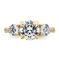 14K Yellow Gold 3 Carat Certified Lab Grown Diamond VS+ F+ Round Complete Three Stone Engagement Ring view 4