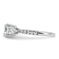 14K White Gold 0.62 Carat Lab Grown Diamond Vs+f+ Round 1 Carat Center Semi Mount Three Stone Engagement Ring view 3