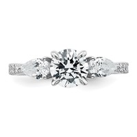 14K White Gold 0.62 Carat Lab Grown Diamond Vs+f+ Round 1 Carat Center Semi Mount Three Stone Engagement Ring view 4