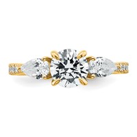14K Yellow Gold 0.62 Carat Lab Grown Diamond Vs+f+ Round 1 Carat Center Semi Mount Three Stone Engagement Ring view 4