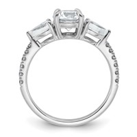 14K White Gold 1.62 Carat Lab Grown Diamond Vs+f+ Round Complete Three Stone Engagement Ring view 2
