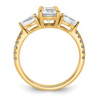 14K Yellow Gold 1.62 Carat Certified Lab Grown Diamond Vs+f+ Round Complete Three Stone Engagement Ring view 2