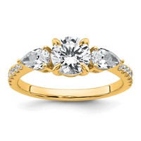 14K Yellow Gold 1.62 Carat Certified Lab Grown Diamond Vs+f+ Round Complete Three Stone Engagement Ring view 1