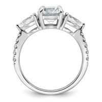 14K White Gold 2.33 Carat Lab Grown Diamond Vs+f+ Round Complete Three Stone Engagement Ring view 2