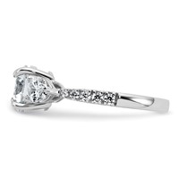 14K White Gold 2.33 Carat Lab Grown Diamond Vs+f+ Round Complete Three Stone Engagement Ring view 3