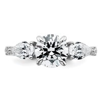 14K White Gold 2.33 Carat Lab Grown Diamond Vs+f+ Round Complete Three Stone Engagement Ring view 4
