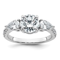 14K White Gold 2.33 Carat Lab Grown Diamond Vs+f+ Round Complete Three Stone Engagement Ring view 1