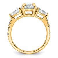 14K Yellow Gold 2.33 Carat Lab Grown Diamond Vs+f+ Round Complete Three Stone Engagement Ring view 2