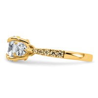 14K Yellow Gold 2.33 Carat Lab Grown Diamond Vs+f+ Round Complete Three Stone Engagement Ring view 3