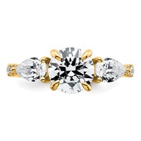 14K Yellow Gold 2.33 Carat Lab Grown Diamond Vs+f+ Round Complete Three Stone Engagement Ring view 4