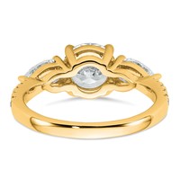14K Yellow Gold 2.33 Carat Lab Grown Diamond Vs+f+ Round Complete Three Stone Engagement Ring view 5