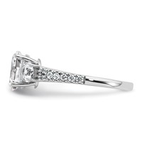 14K White Gold 0.62 Carat Lab Grown Diamond VS+ F+ Oval Ring with Round Semi Mount Three Stone Engagement view 3
