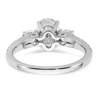 14K White Gold 0.62 Carat Lab Grown Diamond VS+ F+ Oval Ring with Round Semi Mount Three Stone Engagement view 5