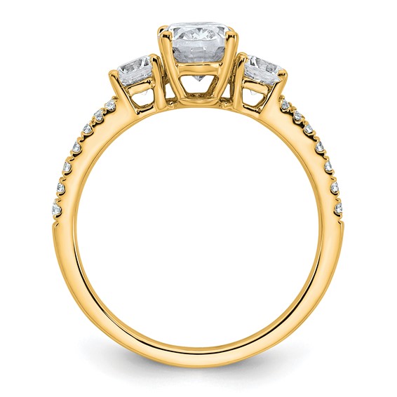 Gold Diamond Oval and Round 3-Stone Bridal Rings