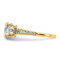 14K Yellow Gold 0.62 Carat Lab Grown Diamond VS+ F+ Oval Ring with Round Semi Mount Three Stone Engagement view 3
