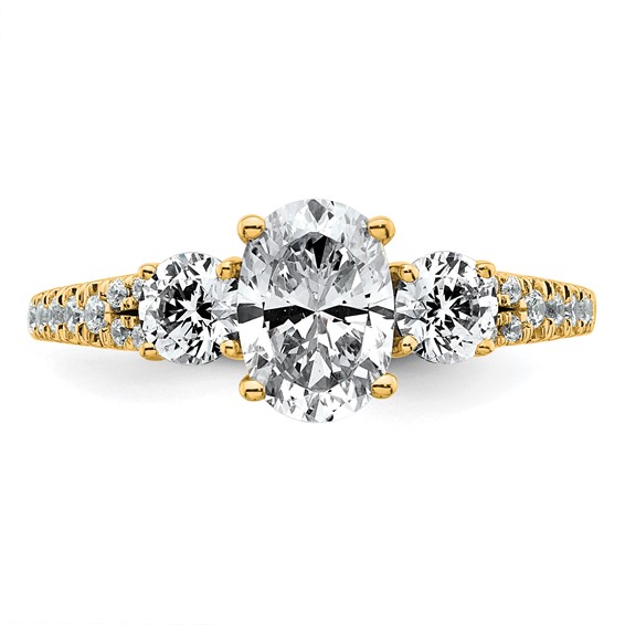 Gold Diamond Oval and Round 3-Stone Bridal Rings