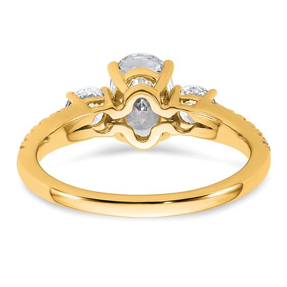 Gold Diamond Oval and Round 3-Stone Bridal Rings