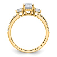 14K Yellow Gold 1.62 Carat Certified Lab Grown Diamond VS+ F+ Oval Ring with Round Complete Three Stone Engagement view 2